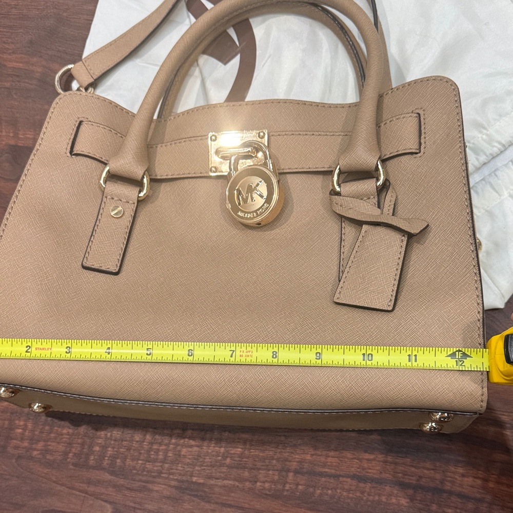 Michael Kors Saffiano Leather Satchel in Taupe - Picture 12 of 14